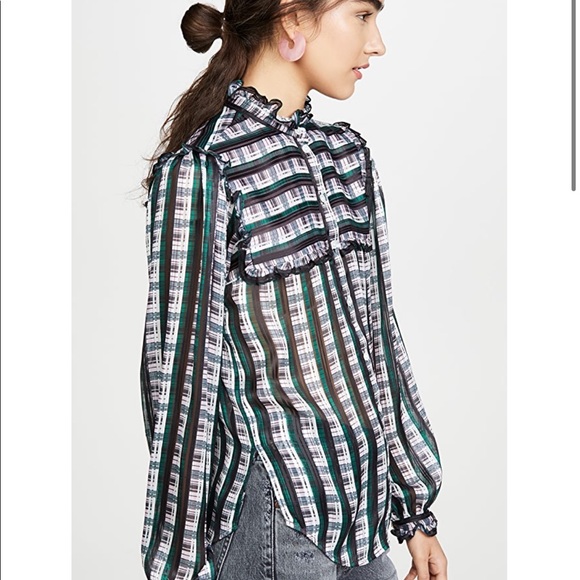 Jason Wu Striped Plaid Ruffle Blouse - Picture 11 of 15